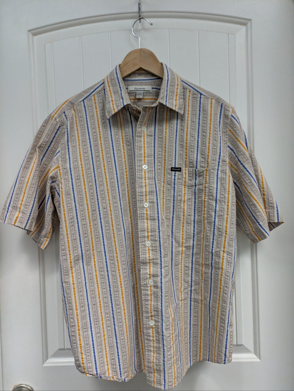 Façonnable Striped Seersucker Striped Short-Sleeve Shirt